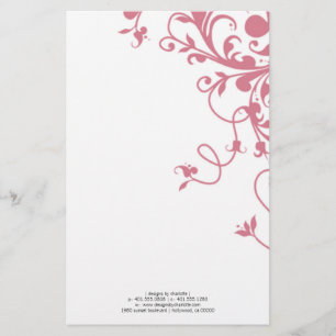 flourish; pink stationery