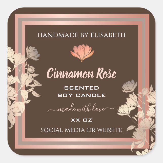 Flourish Product Packaging Labels Rose Gold Brown (Front)