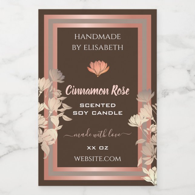 Flourish Product Packaging Labels Rose Gold Brown (Single Label)