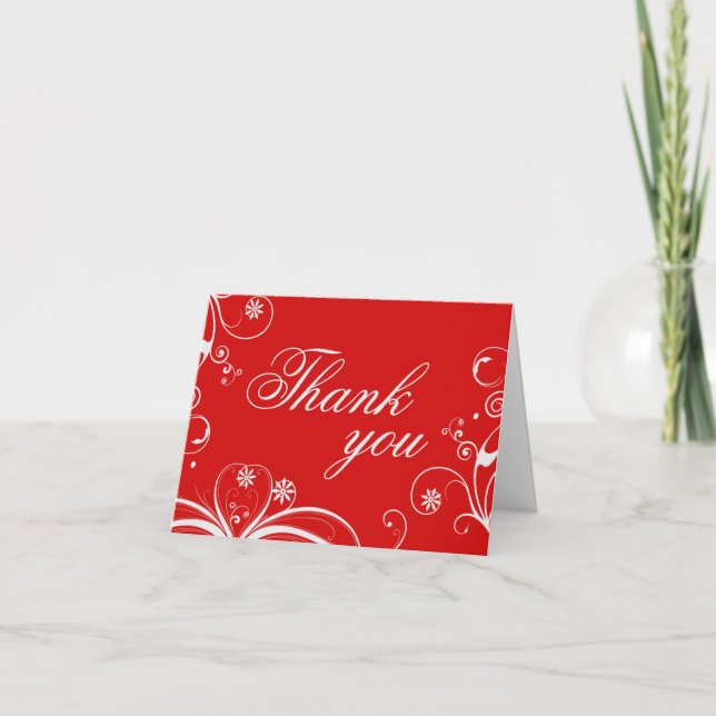 Flourish Red Thank You Card (Front)