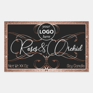 Flourish Rose Gold Product Labels Logo Rectangle