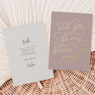 Flourish Script Be My Bridesmaid Foil Card