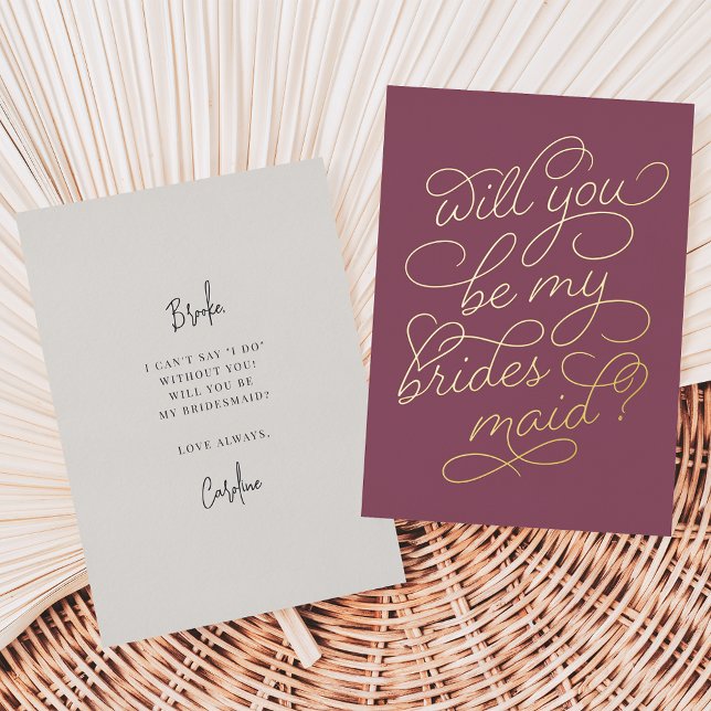 Flourish Script Be My Bridesmaid Foil Card (Creator Uploaded)