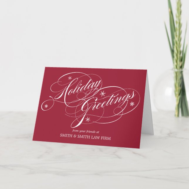 Flourish Script Business/Corporate Holiday Card (Front)