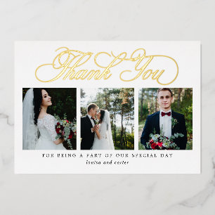 Flourish Script REAL FOIL Photo Thank You Card