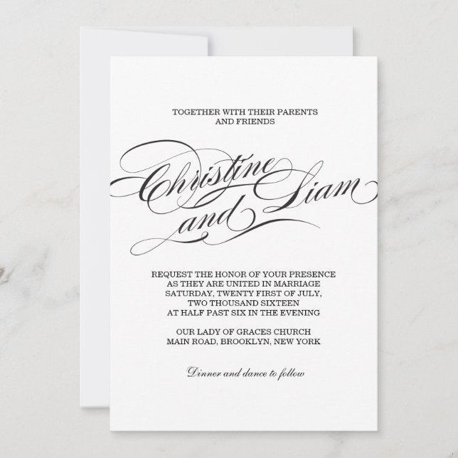 Flourish Script Wedding Invitation (Front)