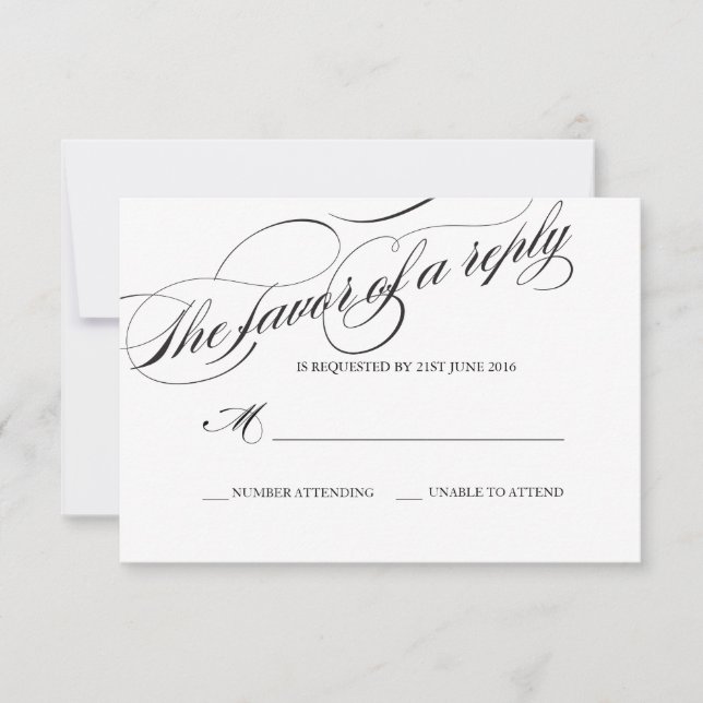 Flourish Script Wedding Response Card (Front)