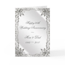Flourish Silver 25th Wedding Anniversary Card