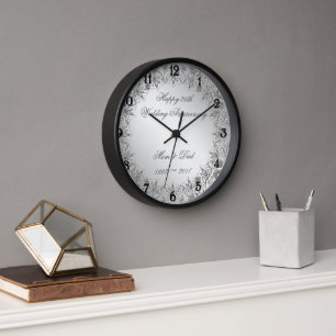 Flourish Silver 25th Wedding Anniversary Clock