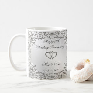 Flourish Silver 25th Wedding Anniversary Coffee Mug
