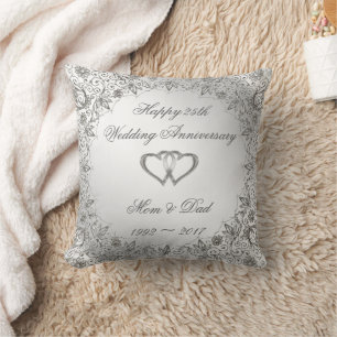 Flourish Silver 25th Wedding Anniversary Cushion