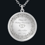Flourish Silver 25th Wedding Anniversary Magnet Silver Plated Necklace<br><div class="desc">A Digitalbcon Images Design featuring a platinum silver colour and flourish design theme with a variety of custom images, shapes, patterns, styles and fonts in this one-of-a-kind "Flourish Silver 25th Wedding Anniversary" Silver Plated Necklace. This elegant and attractive design comes complete with a customisable text lettering and graphic to suit...</div>