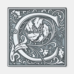 flourish silver monogram -C Magnet