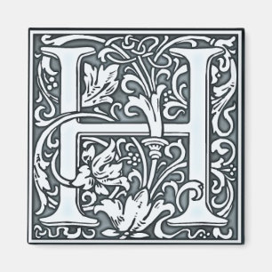 flourish silver monogram - H Magnet