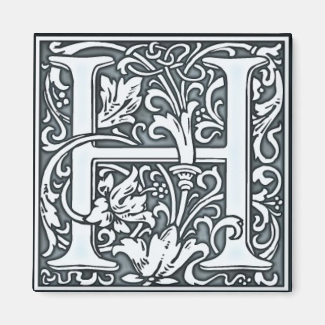 flourish silver monogram - H Magnet (Front)
