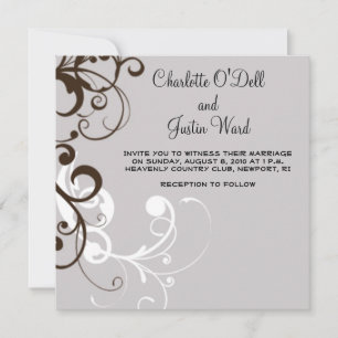 flourish; silver wedding invitation
