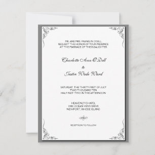 flourish silver; wedding invitation