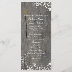 flourish swirls lace wood country wedding programs programme