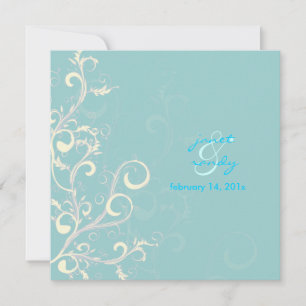 Flourish/swirls leaves/blue invitation
