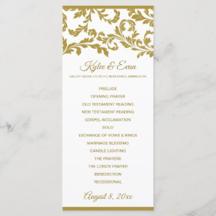 Flourish Tall Elegant Wedding Program   Gold Programme