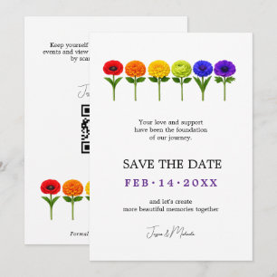 🌈 Flourish Together –Save the Date Card with QR