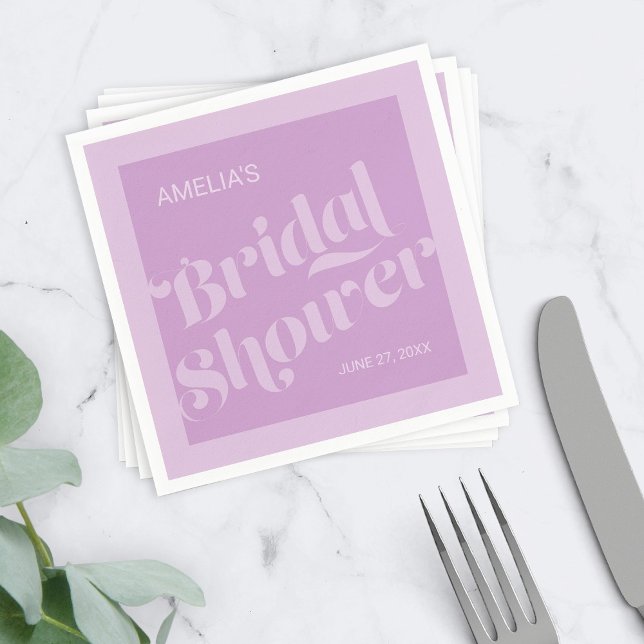Flourish Typography Lavender Lilac Bridal Shower Napkin (Creator Uploaded)