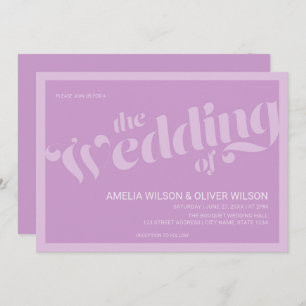 Flourish Typography Lavender Lilac Wedding Invitation