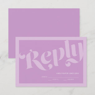 Flourish Typography Lavender Lilac Wedding RSVP Card