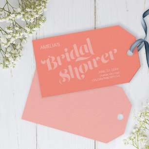 Flourish Typography Salmon Coral Bridal Shower Gift Tags