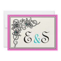Flourish vine black pink turquoise wedding