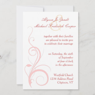 Flourish Wedding Invitation in Champagne and Blush