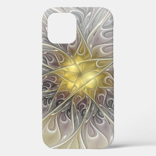 Flourish With Gold Modern Abstract Fractal Flower iPhone 12 Case