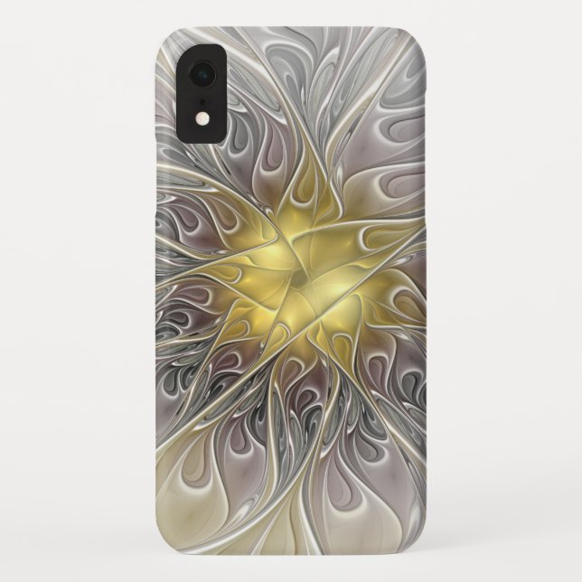 Flourish With Gold Modern Abstract Fractal Flower Case-Mate iPhone Case (Back)