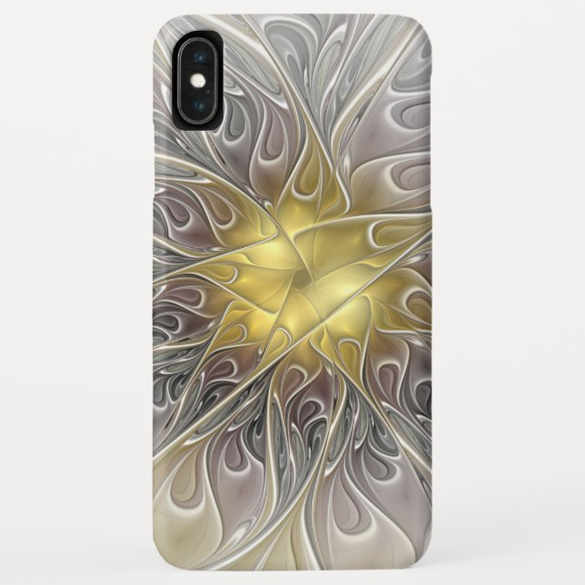 Flourish With Gold Modern Abstract Fractal Flower Case-Mate iPhone Case (Back)