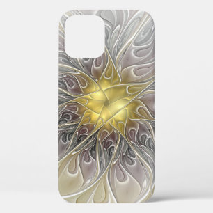 Flourish With Gold Modern Abstract Fractal Flower iPhone 12 Case