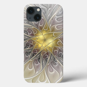Flourish With Gold Modern Abstract Fractal Flower iPhone 13 Case