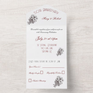 Flourished 50th anniversary -  all in one invitation