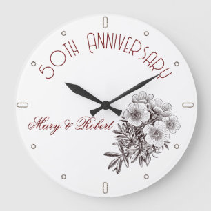 Flourished 50th anniversary - personalised  large clock