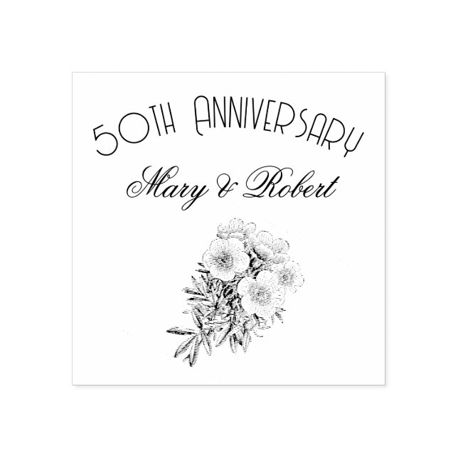 Flourished 50th anniversary - personalised  rubber stamp (Imprint)