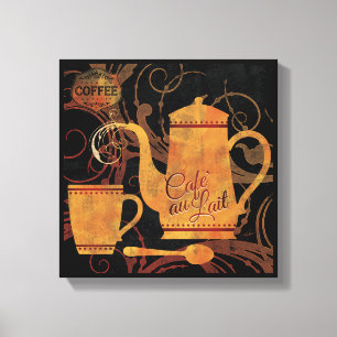 Flourished Café au Lait – Coffee Lover’s Kitchen  Canvas Print