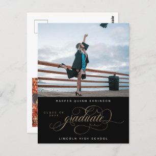 Flourished Elegance Photo Graduation Announcement Postcard