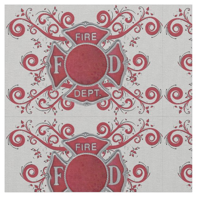 Flourished Fire Department Fabric (Close Up)