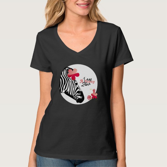 Flourished Funny Zebra T-Shirt (Front)