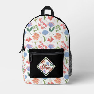 Flourished Pastel Spring Personalised Printed Backpack