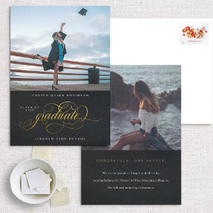 Flourished Photo Graduation Foil Announcement