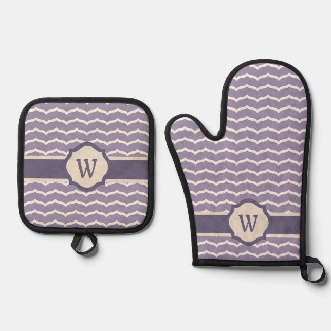 Flourished Zigzag Oven Mitt & Pot Holder Set (Front)