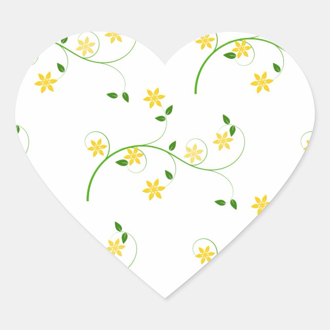 Flourishes and Flowers Heart Sticker (Front)