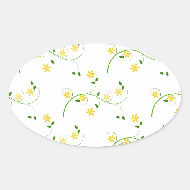 Flourishes and Flowers Oval Sticker (Front)