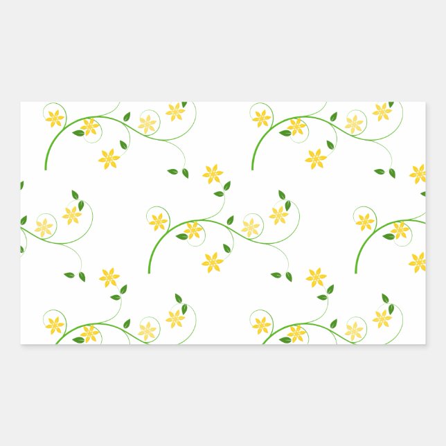 Flourishes and Flowers Rectangular Sticker (Front)