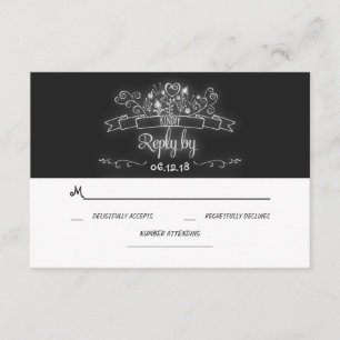 flourishes handwritten chalkboard wedding RSVP Card